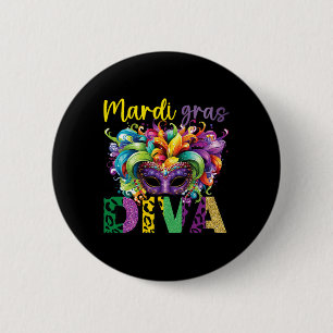 Bóton Redondo 5.08cm Diversão E Festivo Mardi Gras Diva Desenho De Capt
