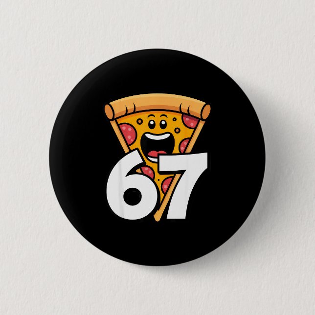 Bóton Redondo 5.08cm Divertido 67 Meme Seis Sete Humor Comida Zza  (Frente)