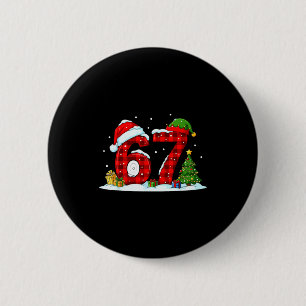 Bóton Redondo 5.08cm Divertido 67 Meme Seis Sete Natal Búfalo Vermelho