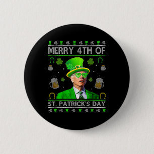 Bóton Redondo 5.08cm Divertido Alegre 4 de St. Patricks Day Joe Biden O
