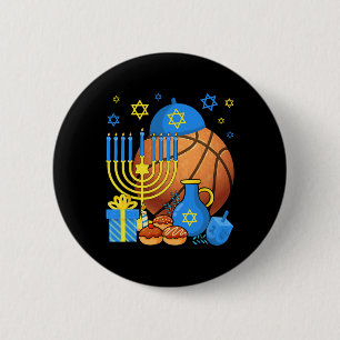Bóton Redondo 5.08cm Divertido judeu Bysketbyll Byll Menorah Happy Hanu