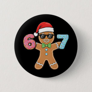 Bóton Redondo 5.08cm Divertido Seis Sete 67 Meme 6 7 Biscoito de Natal 