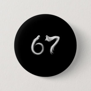 Bóton Redondo 5.08cm Divertido Seis Sete 6 7 Meme 67 Design Fantasma Ha