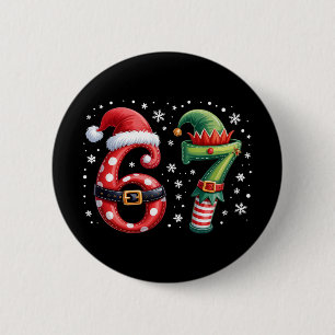 Bóton Redondo 5.08cm Divertido Seis Sete 6 7 Meme Natal Humor Papai Noe