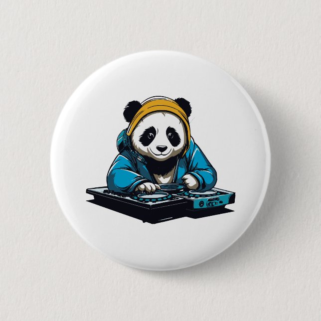 Bóton Redondo 5.08cm DJ Kawaii Panda (Frente)