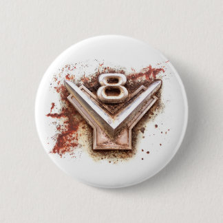 Bóton Redondo 5.08cm Do carro clássico: Emblema velho oxidado de v8 no