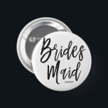 Bóton Redondo 5.08cm Do estilo preto do roteiro das damas de honra |<br><div class="desc">Um pouco algo para suas damas de honra ultra especiais.  Tenha-os felizes estar por seu lado em seu dia especial do matrimônio com este botão conhecido personalizado original.

Caracteriza as palavras "dama de honra" em um texto elegante do estilo do roteiro.</div>