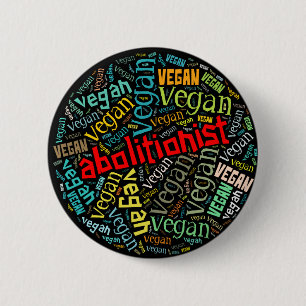 Bóton Redondo 5.08cm Do "mosaico da Palavra-Nuvem do Vegan