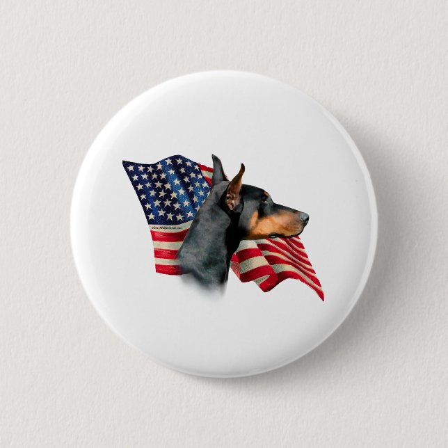 Bóton Redondo 5.08cm Doberman Pinscher Flag (Frente)