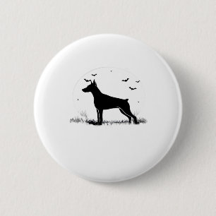 Bóton Redondo 5.08cm Doberman Pinscher � Halloween Moon Silhouette