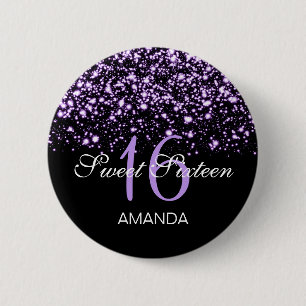 Bóton Redondo 5.08cm Doce elegante um roxo Glam da meia-noite de 16