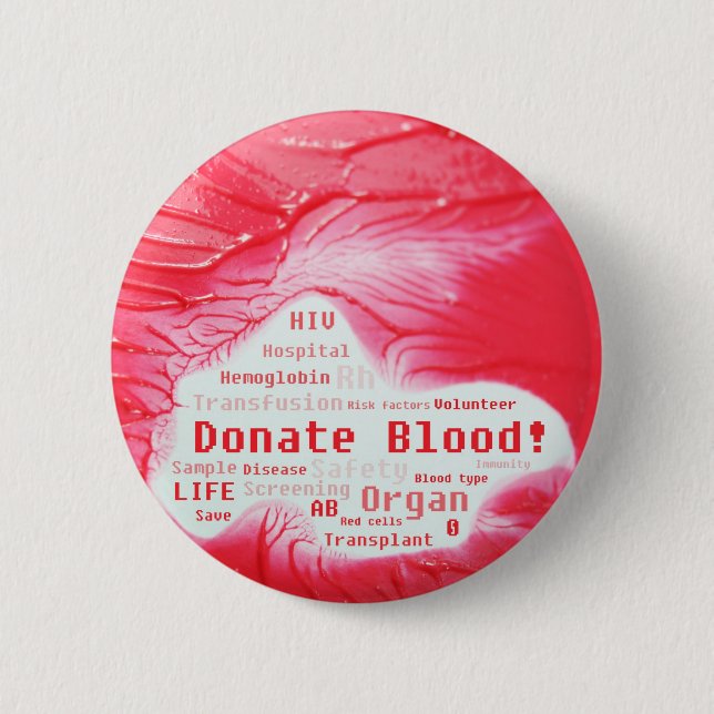 Bóton Redondo 5.08cm Doe o design de conceito do sangue (Frente)