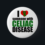 Bóton Redondo 5.08cm Doença Celiônica Apoio à Consciência Amor Fita<br><div class="desc">Eu Amo Alguém Com Doença Celiaca. A fita de reconhecimento da doença celíaca é um suporte para uma mãe celíaca ou pai que mantém as coisas sem glúten para o filho. Faça isso para mostrar às pessoas por que você vai ficar livre de glúten para seu filho.</div>