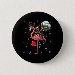 Bóton Redondo 5.08cm Dois Rottweilers Xmas Andando Flamingo Reindeer Su