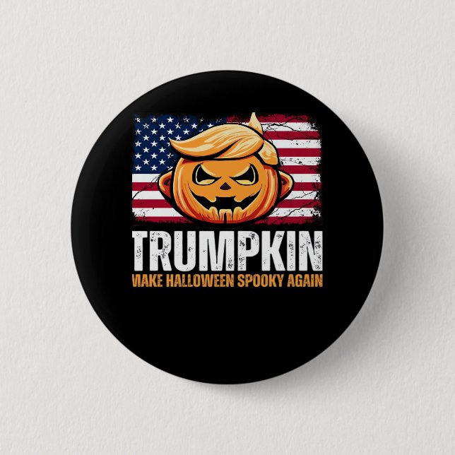 Bóton Redondo 5.08cm Donald Halloween - Trumpkin Torna o Halloween Louc (Frente)