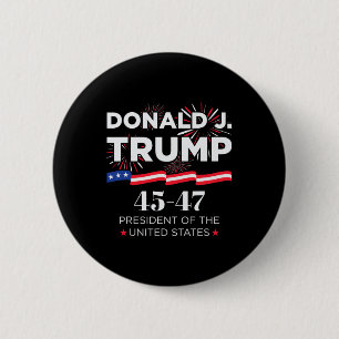 Bóton Redondo 5.08cm Donald J. Trump 45 47 Presidente Dia da Inauguraçã