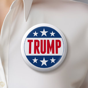 Bóton Redondo 5.08cm Donald Trump 2020 Classic Star Red Blue