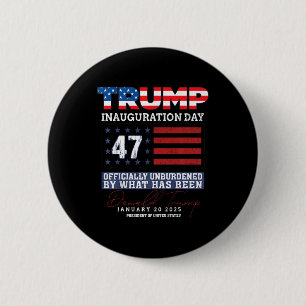 Bóton Redondo 5.08cm Donald Trump 47.º Presidente 2025 Inauguração dos