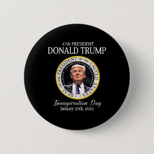 Bóton Redondo 5.08cm Donald Trump 47.º Presidente Inauguração 2025 Sup