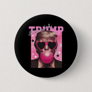 Bóton Redondo 5.08cm Donald Trump Bubble Gum Pink Sungs