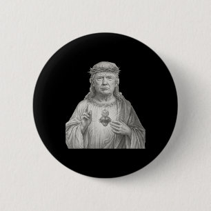 Bóton Redondo 5.08cm Donald Trump Como Jesus - Fé e Patriotismo Para C