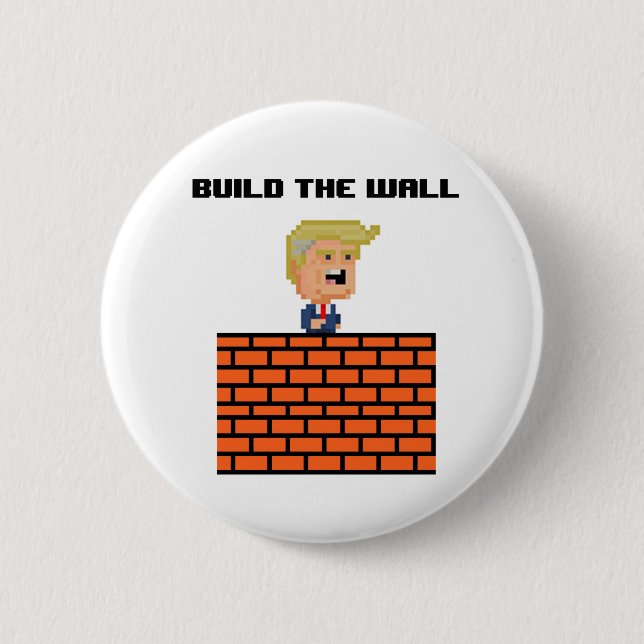 Bóton Redondo 5.08cm Donald Trump de 8 bits "construção botão da (Frente)