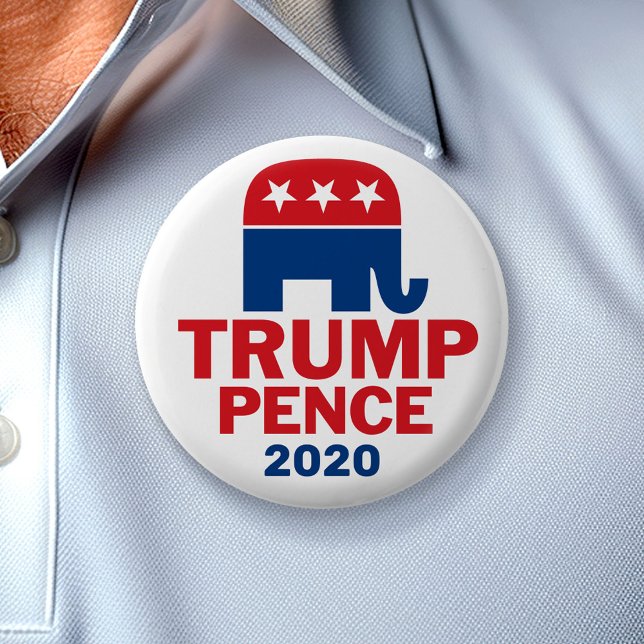 Bóton Redondo 5.08cm Donald Trump e Mike Pence Republican 2020 (Campaign Button)