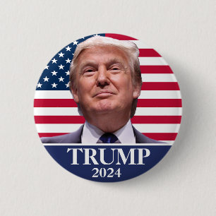 Bóton Redondo 5.08cm Donald Trump Foto - Presidente 2024 Pinback