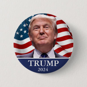 Bóton Redondo 5.08cm Donald Trump Foto Presidente 2024 Pinback