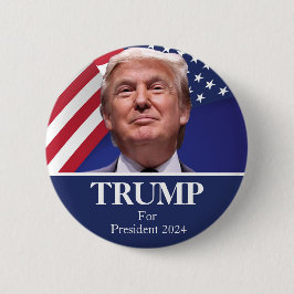 Bóton Redondo 5.08cm Donald Trump Foto - Presidente 2024 Pinback