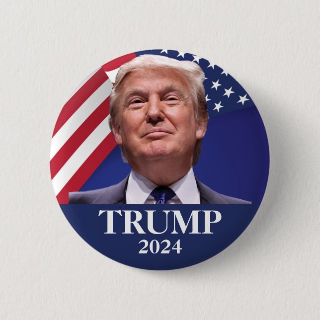 Bóton Redondo 5.08cm Donald Trump Foto - Presidente 2024 Pinback (Frente)