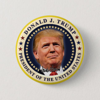 Bóton Redondo 5.08cm Donald Trump Inauguração Douradas Estrelas Souveni
