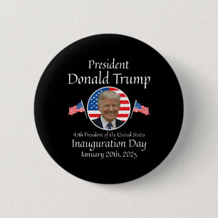 Bóton Redondo 5.08cm Donald Trump Inauguration Day 2025 47th U.A. Presi