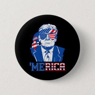 Bóton Redondo 5.08cm Donald Trump Merica Trump Sungl Nos Bandeira 4 De 