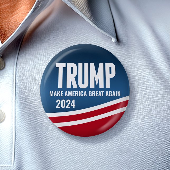 Bóton Redondo 5.08cm Donald Trump para o Presidente 2024 - Modern Swoop (Trump 2024 Button - Great Campaign and Rally button for the Next Election)
