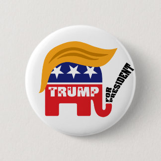 Bóton Redondo 5.08cm Donald Trump Para Presidente GOP Elefante Cabelo