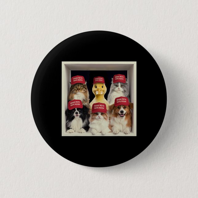 Bóton Redondo 5.08cm Donald Trump Torna Os Animais Seguros Novamente Re (Frente)