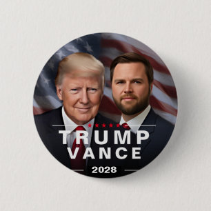 Bóton Redondo 5.08cm Donald Trump vance 2028 eleição