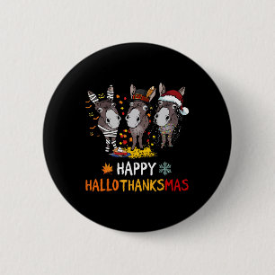 Bóton Redondo 5.08cm Donkey Happy Hallothanksmas Dia das Bruxas
