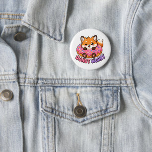 Bóton Redondo 5.08cm Donut Fofo de Raposa Kawaii Não se Preocupe Piada
