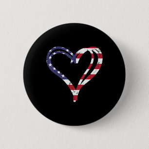 Bóton Redondo 5.08cm Doodle Heart American Flag Memorial Day 4th Of