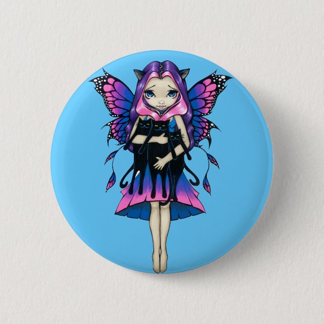 Bóton Redondo 5.08cm Dos "botão meus três gatinhos" (Frente)