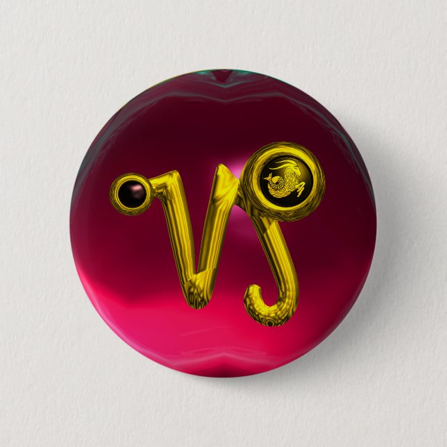 BÓTON REDONDO 5.08CM DOURADA CAPRICORN / SINAL ZODIAC JEWEL (Frente)