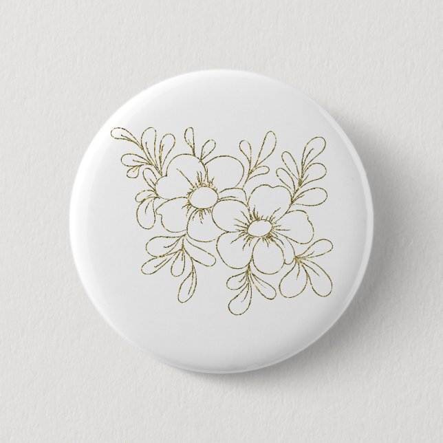 Bóton Redondo 5.08cm Dourado Floral (Frente)