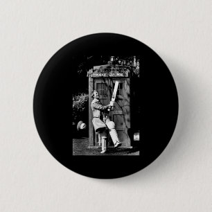 Bóton Redondo 5.08cm Doutor Quem Peter Davison Críquete Tardis 1981 Tan