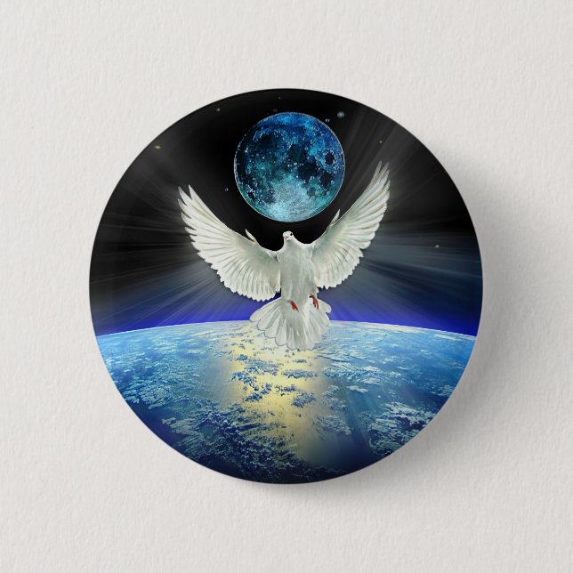 Bóton Redondo 5.08cm Dove of Peace over Earth from Space (Frente)