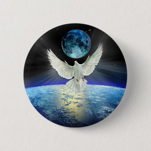 Bóton Redondo 5.08cm Dove of Peace over Earth from Space