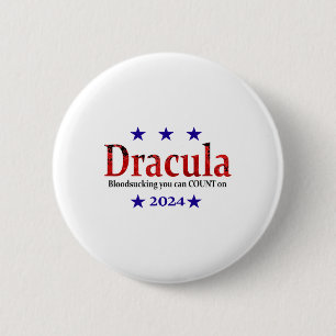 Bóton Redondo 5.08cm Drácula 2024 - Sinal Eleitoral - Dia de as Bruxas