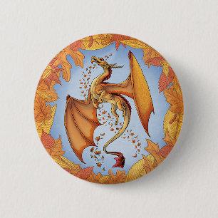 Bóton Redondo 5.08cm Dragão alaranjado da arte da fantasia da natureza