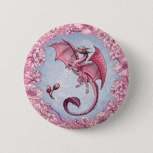 Bóton Redondo 5.08cm Dragão cor-de-rosa da arte da fantasia da naturez